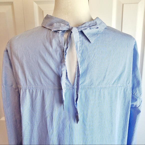 Velvet Heart Blue Stripe Embroidered Blouse w/ Tie Back - Picture 13 of 15